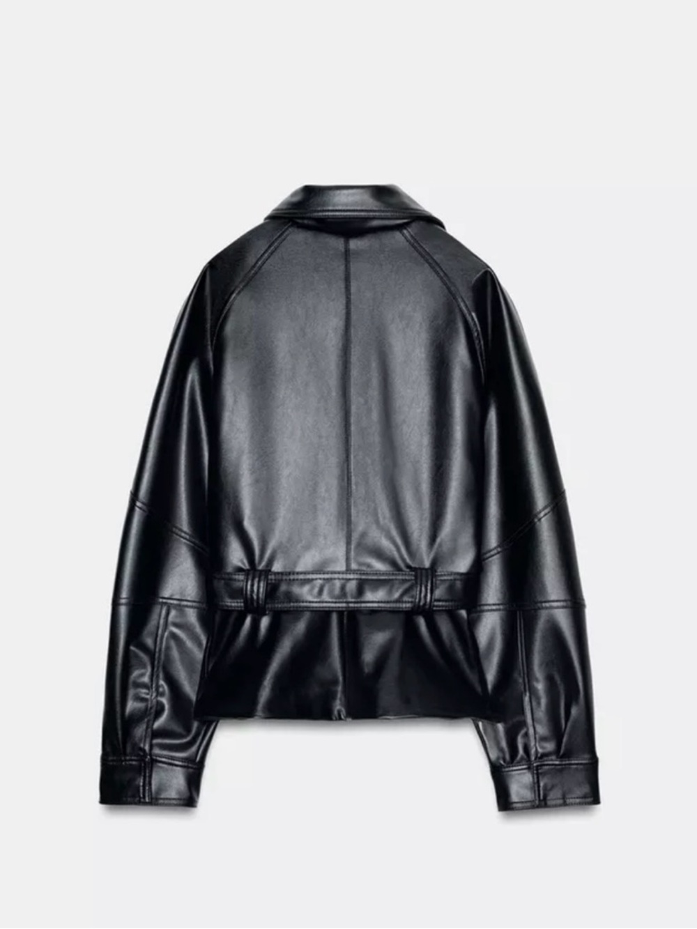 ZARA FAUX LEATHER JACKET WITH BELT SMALL - Picture 7 of 8